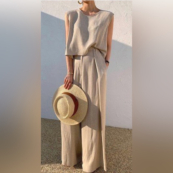 STYLEWE Tan Wide Leg bundle set with Flowing Design - Picture 2 of 3